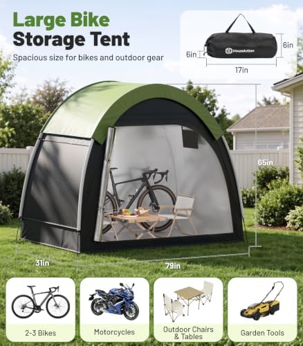 Housolution Anti-Theft Bike Storage Tent with Rain Cover for 2-3 Bikes - Image 2