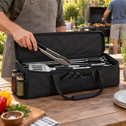 23.6-Inch Grill Utensil Storage Bag for Camping, 900D Oxford - Image 4
