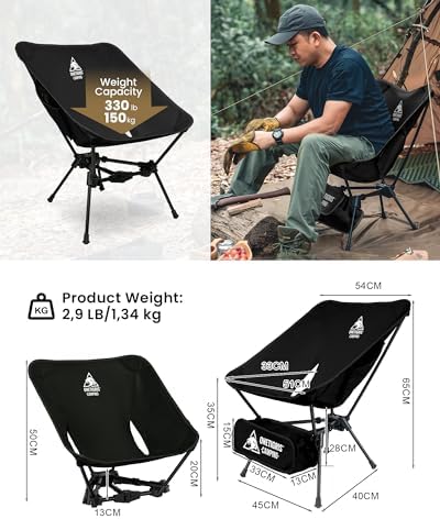 ONETIGRIS Tigerblade Camping Chair, Lightweight Folding Backpacking Hiking Chair, Compact Portable 330 lbs Capacity - Image 3