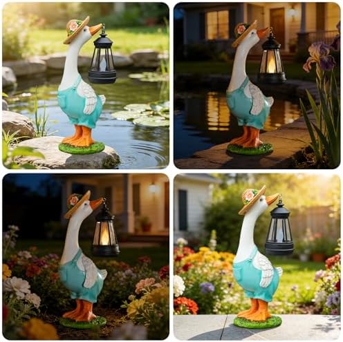 Solar Garden Statues Goose, Farmhouse Goose Outdoor Lawn and Garden Statue - Image 6