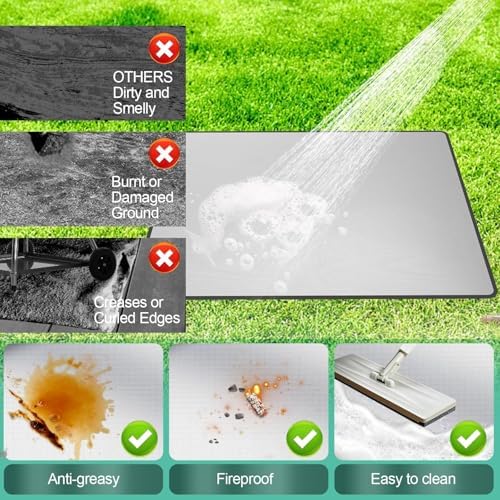 UBeesize 48x40 Inch 4-Layer Grill Mat, Heavy Duty Under Grill Mat for Charcoal & Gas Grills, Fire Pit Mat, Deck Protector, Heat Resistant to 2000°F, Waterproof Oil Proof, Reusable & Easy to Clean - Image 3