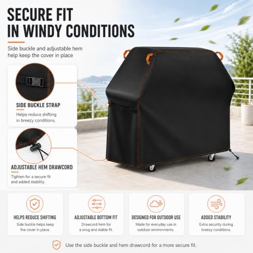 Outdoor Grill Cover for Viking 42" Freestanding Grill 2015-2024 2025 2026, Durable BBQ Grill Cover with Wind Resistant Drawstring and Handles, Barbecue Grill Protector for Patio Backyard - Image 3