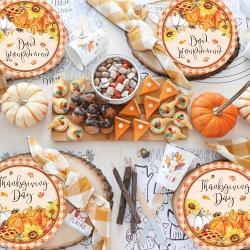 20 Pcs Happy Thanksgiving Party Disposable Paper Plates Fall Themed 9 Inch Round Dinner Plates for Autumn Party Decorations (Pumpkin Sunflower) - Image 5
