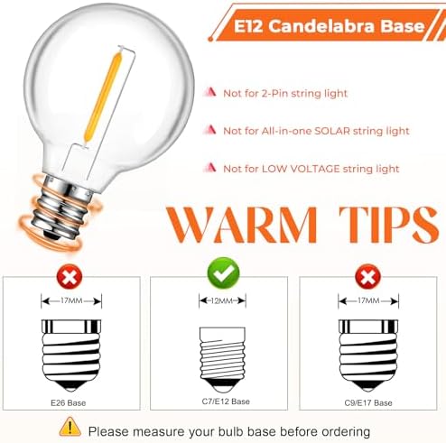 GvvooHome 90 Pack LED G40 Replacement Bulbs for String Lights, Shatterproof Plastic Globe Bulb for Indoor Outdoor Patio Decor, E12 Candelabra Socket Base, Warm White - Image 3