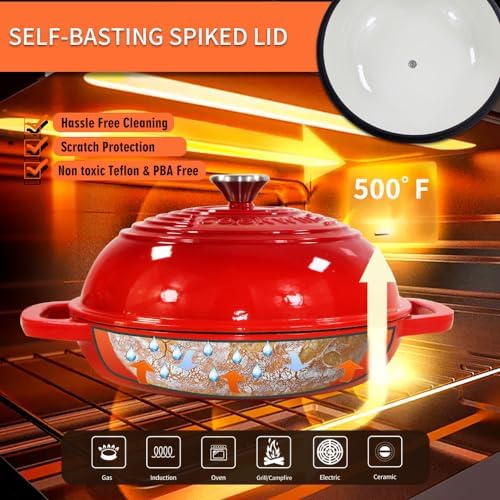 6 QT Enameled Cast Iron Bread Oven with Lid for Sourdough Baking - Image 4