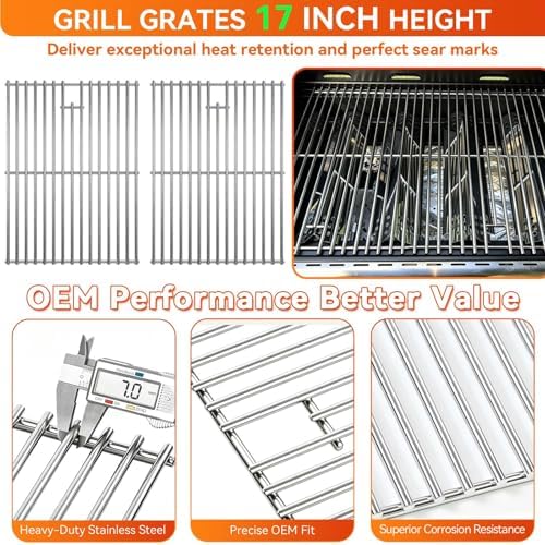 17 Inch Grill Grates for Home Depot Nexgrill 720-0830H 720-0830D 720-0783E 720-0783C 720-0888N 4-Burner Gas Grill - Stainless Steel BBQ Grill Grate Replacement Parts for Outdoor Grill, 2 Pack - Image 2