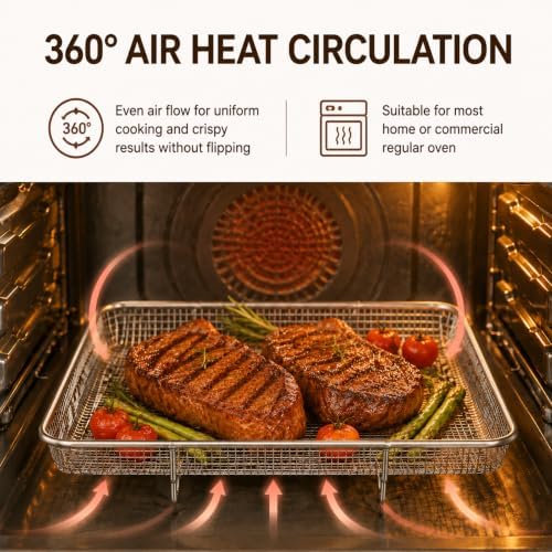 TeamFar 11.8 Inch Air Fryer Basket for Oven, Air Fryer Rack, 2 Pieces - Image 4