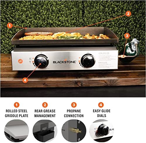 Blackstone 22" Tabletop Grill without Hood- Propane Fuelled – 22 inch Portable Gas Griddle with 2 Burners - Rear Grease Trap for Kitchen, Outdoor, Camping, Tailgating or Picnicking (1666) - Image 2