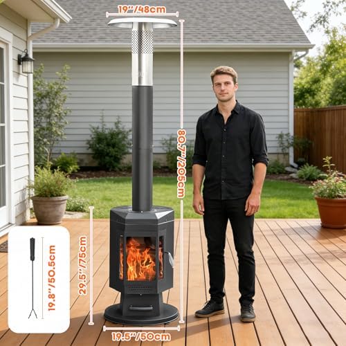 80" Premium Wood Pellet Patio Heater with Glass Window, FP058 - Image 2
