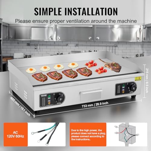 VEVOR Commercial Electric Griddle, 30" No Plug, Countertop Flat Top Griddle - Image 5