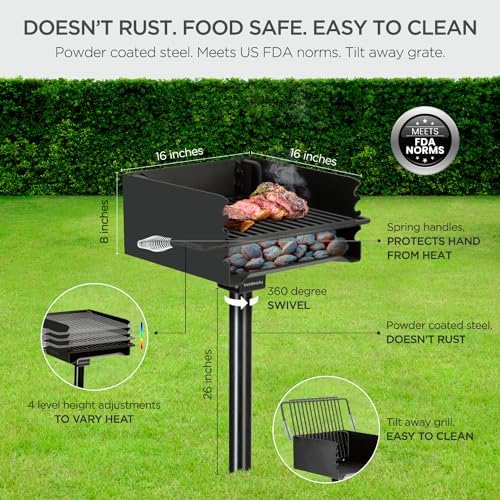 Park Grill Park Style Charcoal Grill In Ground Commercial Outdoor Grill - Image 2
