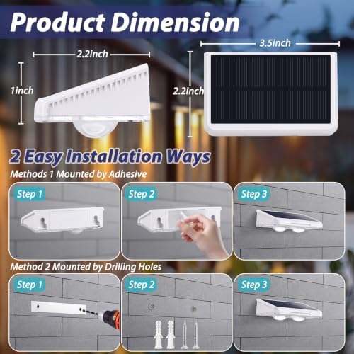 Brightever Solar Fence Lights Outdoor White 12-Pack, 3000K/5000K/6500K - Image 5