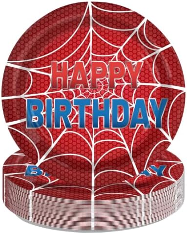 50Pcs Spider Theme Web Birthday Paper Plates 9 Inch by Greencian