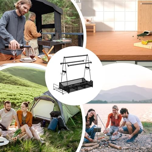 Utility Cart with Rolling and Mobile Kitchen Island - Dining Table | Camping Utensil Basket, Barbecue Tool Trolley, Storage Cart - Image 5