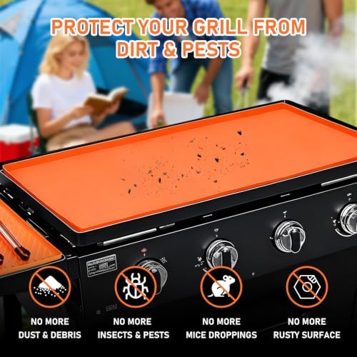 28" Silicone Grill Mats Compatible with Blackstone Griddle Accessories, 4 Pcs Full Edge Silicone Griddle Cover, BBQ Cooking Kitchen Outdoor Camping Accessories, Orange - Image 5