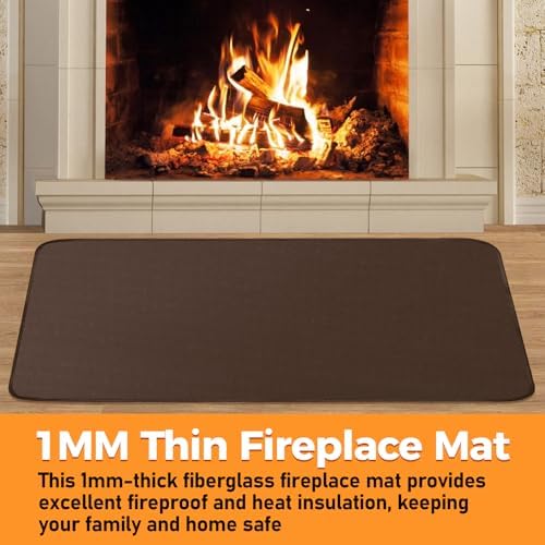 Fireproof Fireplace Rug for Home Protection, 2'8'' x 1'4'' x 0.04'', Brown - Image 3