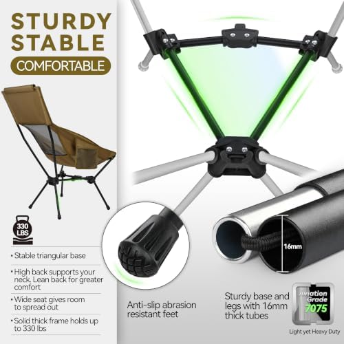 MARCHWAY Lightweight High Back Folding Camping Chair with Head Support - Image 4