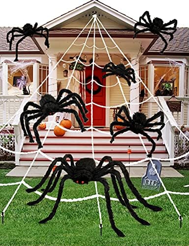 HOPOCO Halloween Plush Spider Set, 6 Pack Scary Fake Spiders in Different Sizes for Indoor Outdoor Halloween Decorations, Haunted House, Yard, Home, Party Decor - Image 3