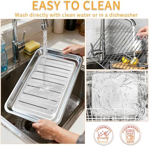 GWY 3-Pack Air Fryer Replacement Parts Compatible with Emeril Lagasse Dual Zone 25 QT Air Fryer Convection Toaster Oven, Includes Food-Grade Steel Mesh Basket, Wire Rack & Grill Pan, Dishwasher Safe - Image 5