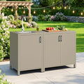 Wisteria Lane Outdoor Storage Cabinet with Stainless Steel Sink, Aluminum Modular Outdoor Kitchen, All Weather Kitchen Island with Double Door Storage, Patio Bar Table for BBQ, Porch, Backyard by WisteriaLane