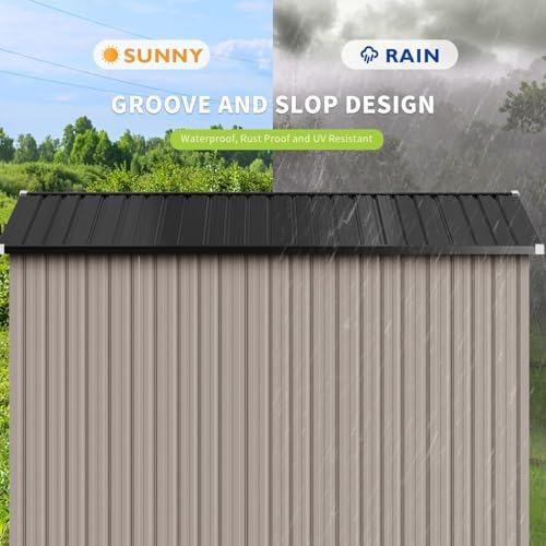 Aoxun 8x10 FT Shed Outdoor Storage Shed with Base, Brown - Image 4