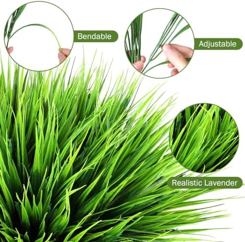 24 Bundles Fake Plants Outdoor Artificial Grass Decoration UV Resistant Faux Greenery Stems Bushes Monkey Grass for Outside Farmhouse Planters Patio Porch Window Box Pathway Garden Home Decor - Image 3