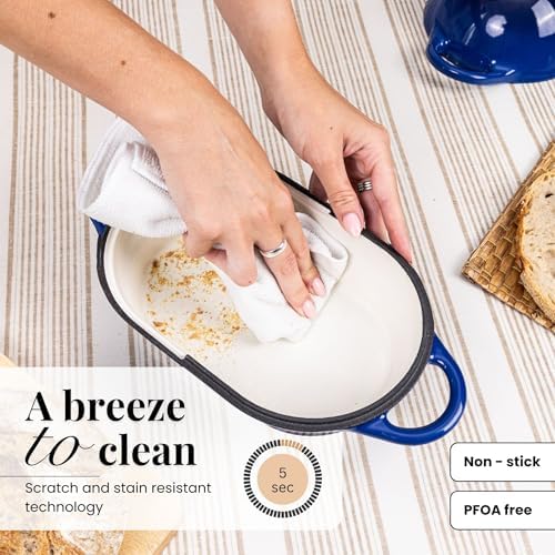 Dutch Oven For Sourdough Bread Baking – Enamelled Cast Iron Bread Loaf Pot – Oven Safe Non Stick Bread Pot – Rectangular, Dark Blue, 24cm x 16cm – by Nuovva - Image 2