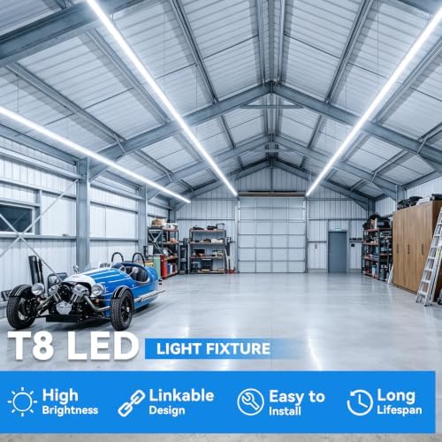 SHOPLED (12-Pack) 8FT LED Shop Light, 90W 11700LM 6000K, Linkable D-Shape - Image 3