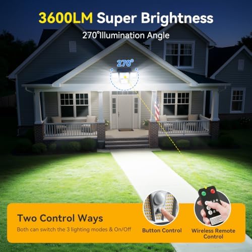 Solar Flood Lights, 3600LM 270° Motion Sensor Outdoor Lights-Remote - Image 3