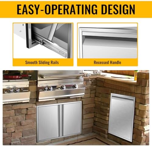 Outdoor Kitchen Drawers, Triple BBQ Drawers Stainless Steel Built-in Drawer For Outdoor Kitchen Island, Patio Grill Station,Trash Drawer - Image 7