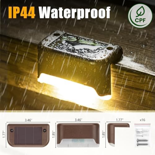 SOLPEX Solar Deck Lights Outdoor 24 Pack,Step Light Waterproof,Warm White - Image 6