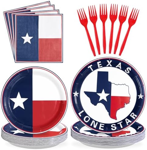 Grencian 96Pcs Texas State Flag Theme Party Decorations, Serves 24 by Grencian