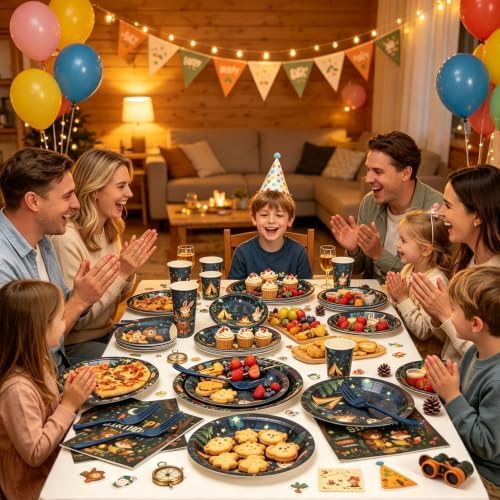 120Pcs Camping Adventure Birthday Paper Plates and Napkins Party Supplies - Image 6