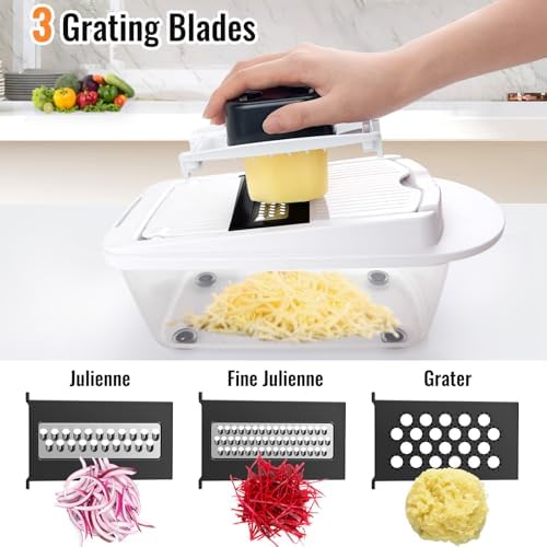 12-Blade Cook Tool & Gadget Sets, Egg Slicer Chopper Grater Set, White - Image 6