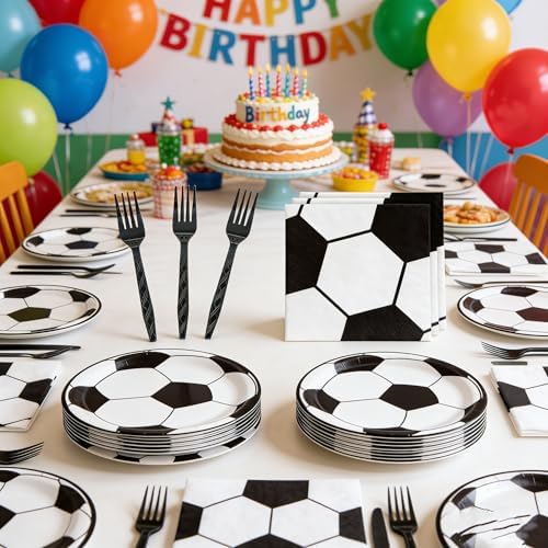 50-Piece Soccer-Themed Birthday Party Set: Plates, Napkins, Paper Plates - Image 6