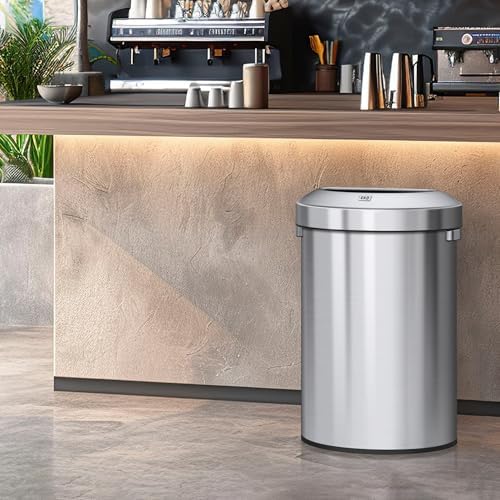 EKO Urban 21 Gallon Semi-Round Open Top Waste Bin, Stainless Steel Half Round Commercial Trash Can for Indoor and Outdoor, Extra Large Metal Garbage Bin for Home, Office, Restaurant, Restroom, 80L - Image 2