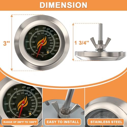 Temperature Gauge for Blackstone Tailgater Combo 1555 Griddle Parts, 3" Dia - Image 4