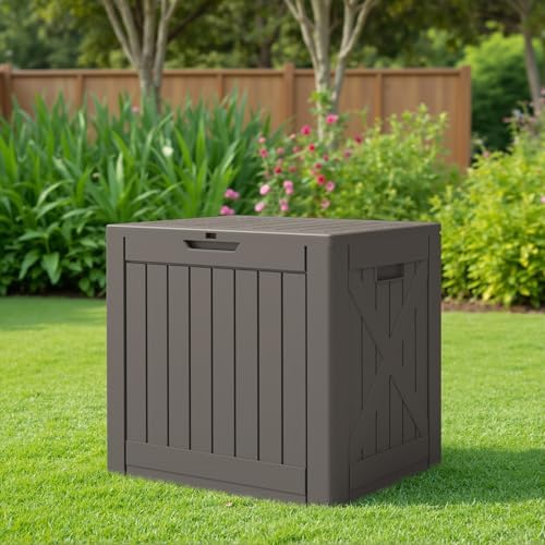 JUMMICO 42 Gallon Resin Deck Box Waterproof Outdoor Storage Box - Image 6