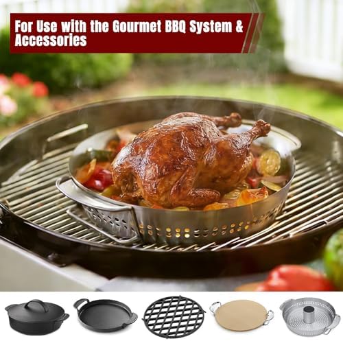 SHINESTAR Grill Grate for 22" Weber Charcoal Grills, Kettle, Performer, Master-Touch, Upgraded 8835 Gourmet BBQ System Hinged Cooking Grate, 21.5x21.5 Inch - Image 7