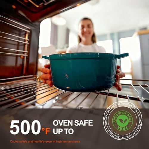 Overmont Enameled Cast Iron Dutch Oven - 5.5QT Pot with Lid Cookbook - Image 4