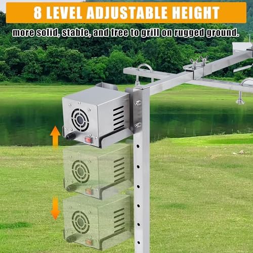 Heavy-Duty Stainless Steel Rotisserie Charcoal Grill – 132LB Capacity, Dual 50W Motors, 8-Level Adjustable Spit – Outdoor BBQ Roaster for Whole Pig, Lamb, Chicken – Easy Clean – 46" Rod – - Image 6