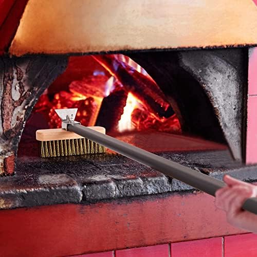 Pizza Turning Peel 9 Inch Perforated Pizza Peel and Pizza Brush Ash Rake 4 Piece Wood Fired Commercial Pizza Oven Utensil Kit with 40-Inch Aluminum Handle - Image 6