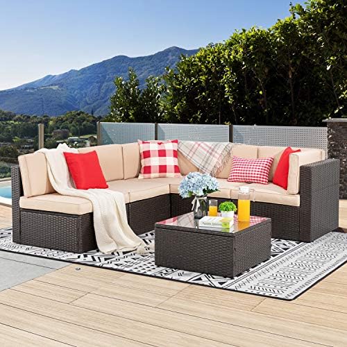 Vongrasig 6 Piece Patio Furniture Set, Small Outdoor Sectional Sofa Couch by Vongrasig