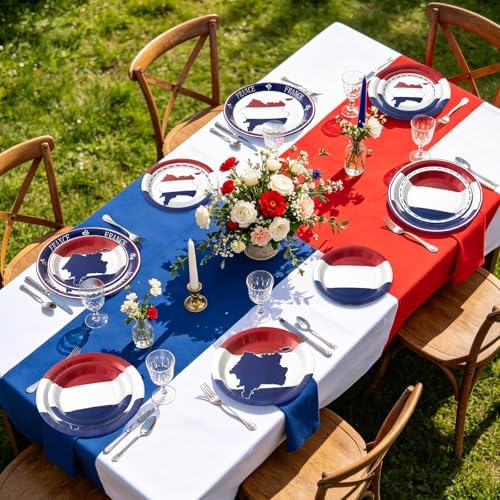 France French Flag Paper Plates and Napkins Party Supplies,Serves 60 - Image 7