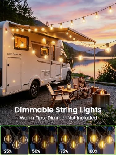LACHON Outdoor String Lights Waterproof 200 FT with 100 G40 IP65 Bulbs - Image 3