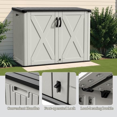 Patiowell Resin Outdoor Storage Cabinet, 26 Cu.ft Horizontal Storage Shed - Image 3