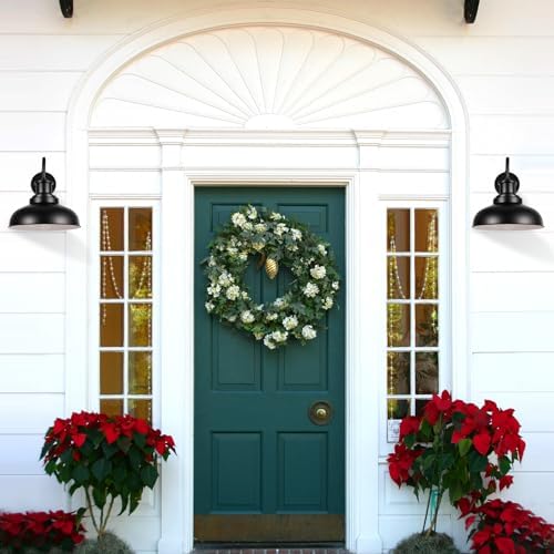 Dusk to Dawn Outdoor Barn Lights, Outdoor Wall Sconces Farmhouse Exterior Wall Mount Light, Vintage Outside Lighting Fixtures, Industrial Black Lanterns for Porch Garage Patio, 2 Pack - Image 6