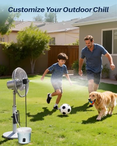Portable Misting System with Water Pump, 6000mAh Outdoor Misters for Outside Patio, Magnetic Water Cooling Fan Misters Set for Patio, Industrial Fan, Canopy, Sports, Greenhouse, Beach, Dugout, Camping - Image 6