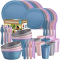40 Piece Plastic Dinnerware Set for 8 with Cutlery, Unbreakable Plates and Bowls Set, Dishwasher & Microwave Safe Reusable Dish Set for Camping, RV, Outdoor Kitchen, Apartment Dining,Pastel Multicolo by BetterMomentsBeginatHome