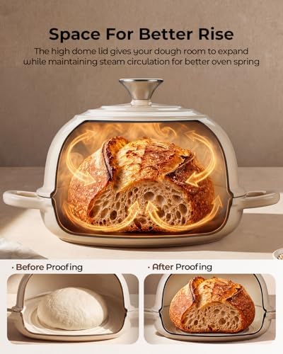 5QT Enameled Cast Iron Sourdough Bread Oven & Starter Kit, White - Image 4